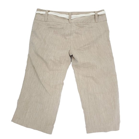 Stooshy Capri Pants Women Size 9 Brown Tan Lightweight Cropped Belt Loops - Picture 7 of 8